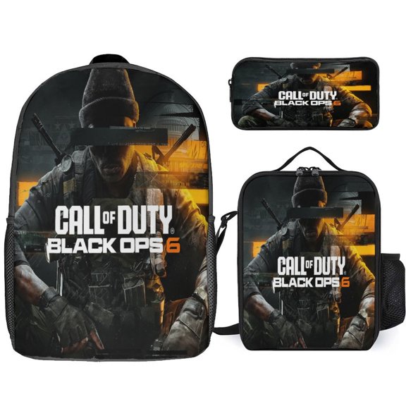 Call of Duty Black Ops Backpack 3 Piece Set Lightweight Laptop Bag Packpack Lunch Bag Pencil Case Pen Bags