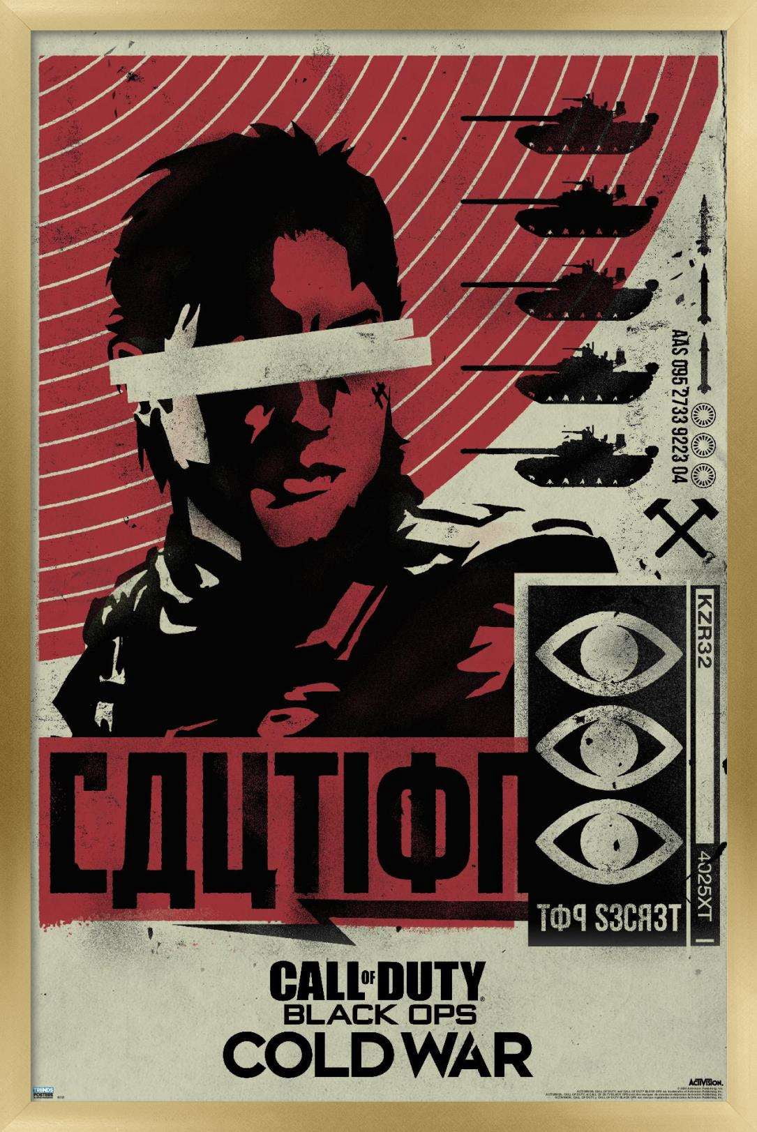 Call of Duty: Black Ops Cold War - Caution Wall Poster, 14.725" x 22.375", Framed