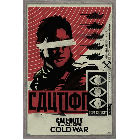 Call of Duty: Black Ops Cold War - Caution Wall Poster, 22.375" x 34", Framed