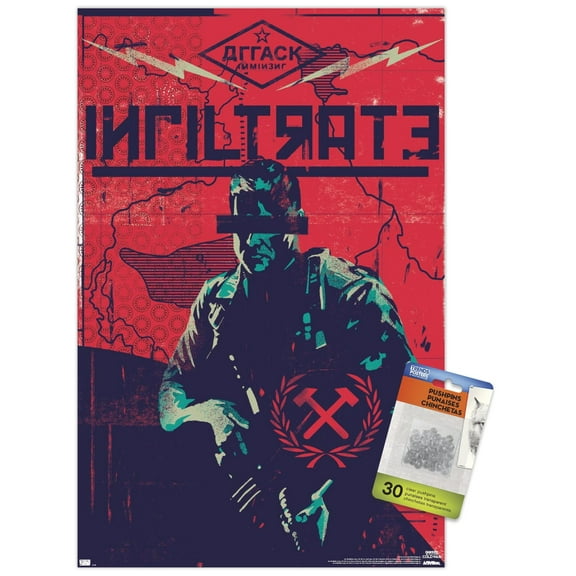 Call of Duty: Black Ops Cold War - Infiltrate Wall Poster with Pushpins, 14.725" x 22.375"