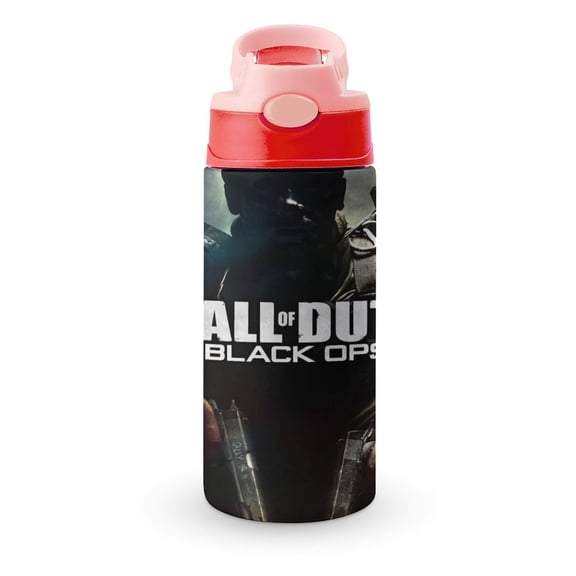 Call of Duty Black Ops Insulated Stainless Steel Water Bottle with Straw Vacuum Water Tumbler Reusable Leak Proof Cup