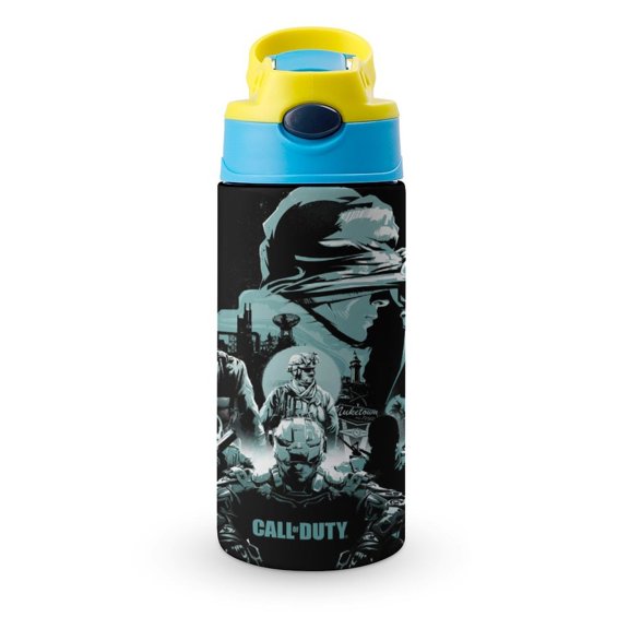 Call of Duty Black Ops Insulated Stainless Steel Water Bottle with Straw Vacuum Water Tumbler Reusable Leak Proof Cup