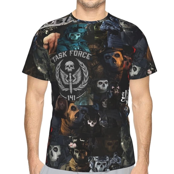 Call of Duty Ghost Casual Men's T-Shirts Classic Crew T-Shirt Tops Slim Fit Short Shirts Sleeves Tees