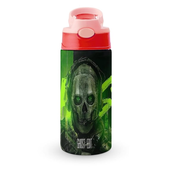 Call of Duty Ghost Insulated Stainless Steel Water Bottle with Straw Vacuum Water Tumbler Reusable Leak Proof Cup