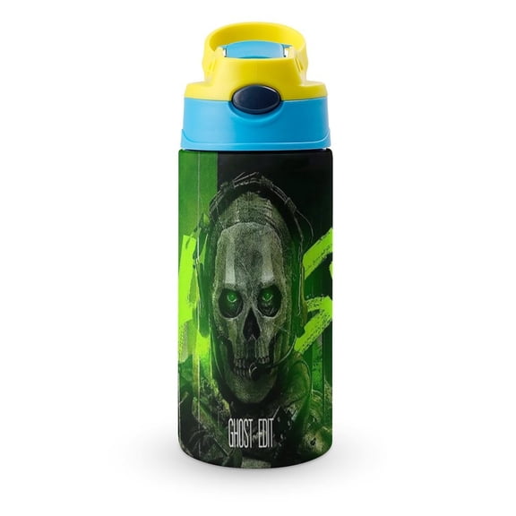 Call of Duty Ghost Insulated Stainless Steel Water Bottle with Straw Vacuum Water Tumbler Reusable Leak Proof Cup