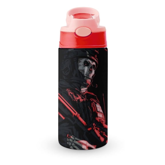 Call of Duty Ghost Insulated Stainless Steel Water Bottle with Straw Vacuum Water Tumbler Reusable Leak Proof Cup
