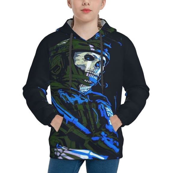 Call of Duty Ghost Youth Pullover Hooded Graphic Sweatshirts Long Sleeve Casual Hoodies Teen