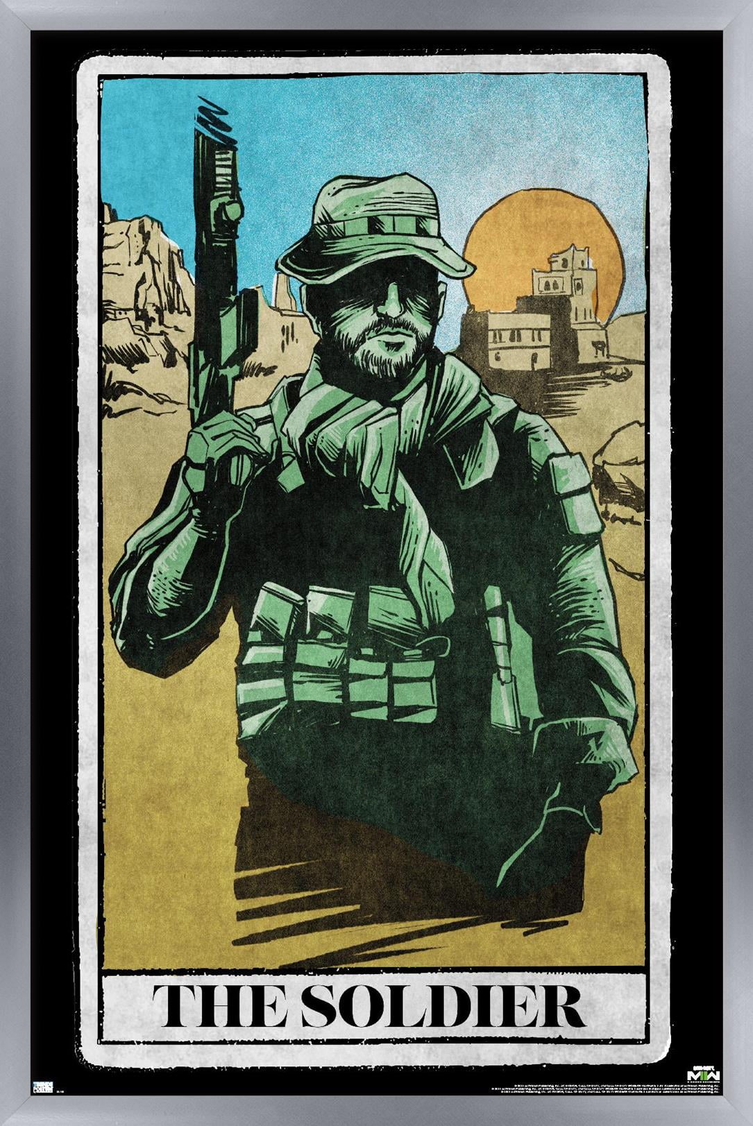 Call of Duty: Modern Warfare 2 - Captain Price Tarot Card Wall Poster, 14.725" x 22.375" Framed