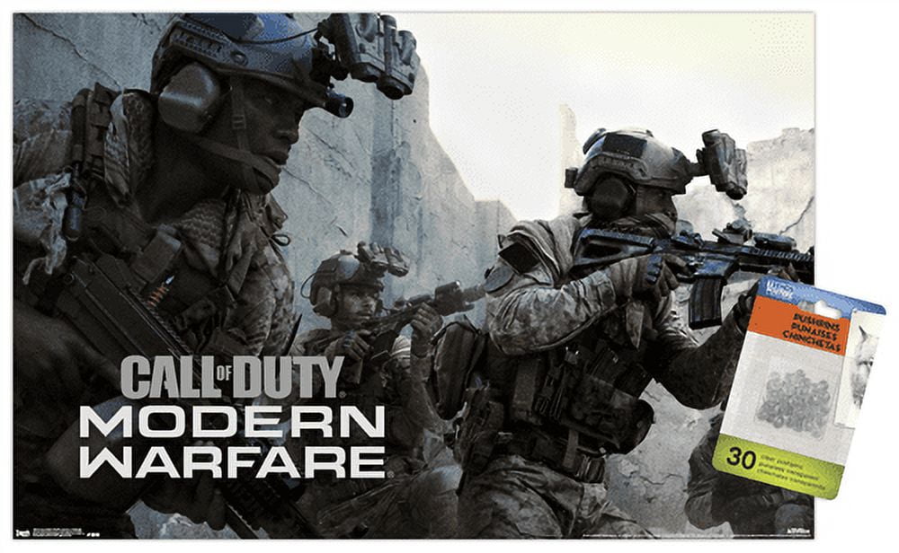 Cod Gun Poster Call of Duty: Modern Warfare - Campaign Wall Poster with Push Pins, 14. ...