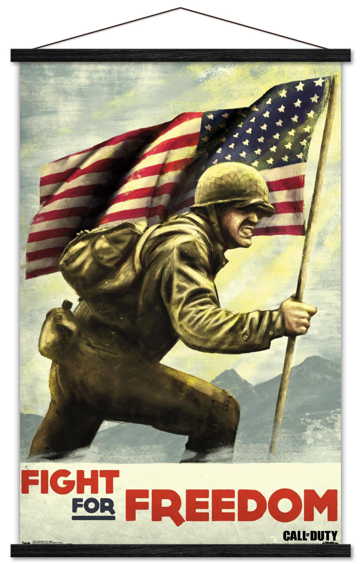 Call of Duty: WWII - Fight Wall Poster with Wooden Magnetic Frame, 22.375" x 34"