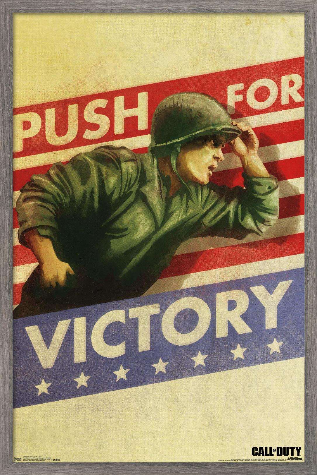 Call of Duty: WWII - Push Wall Poster, 14.725" x 22.375", Framed