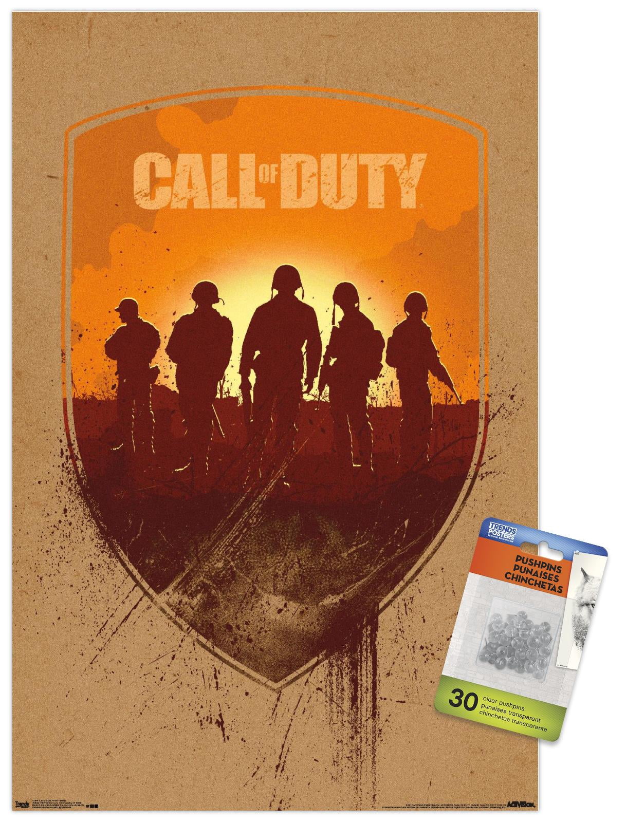 Call of Duty: WWII - Shield Wall Poster with Push Pins, 14.725" x 22.375"
