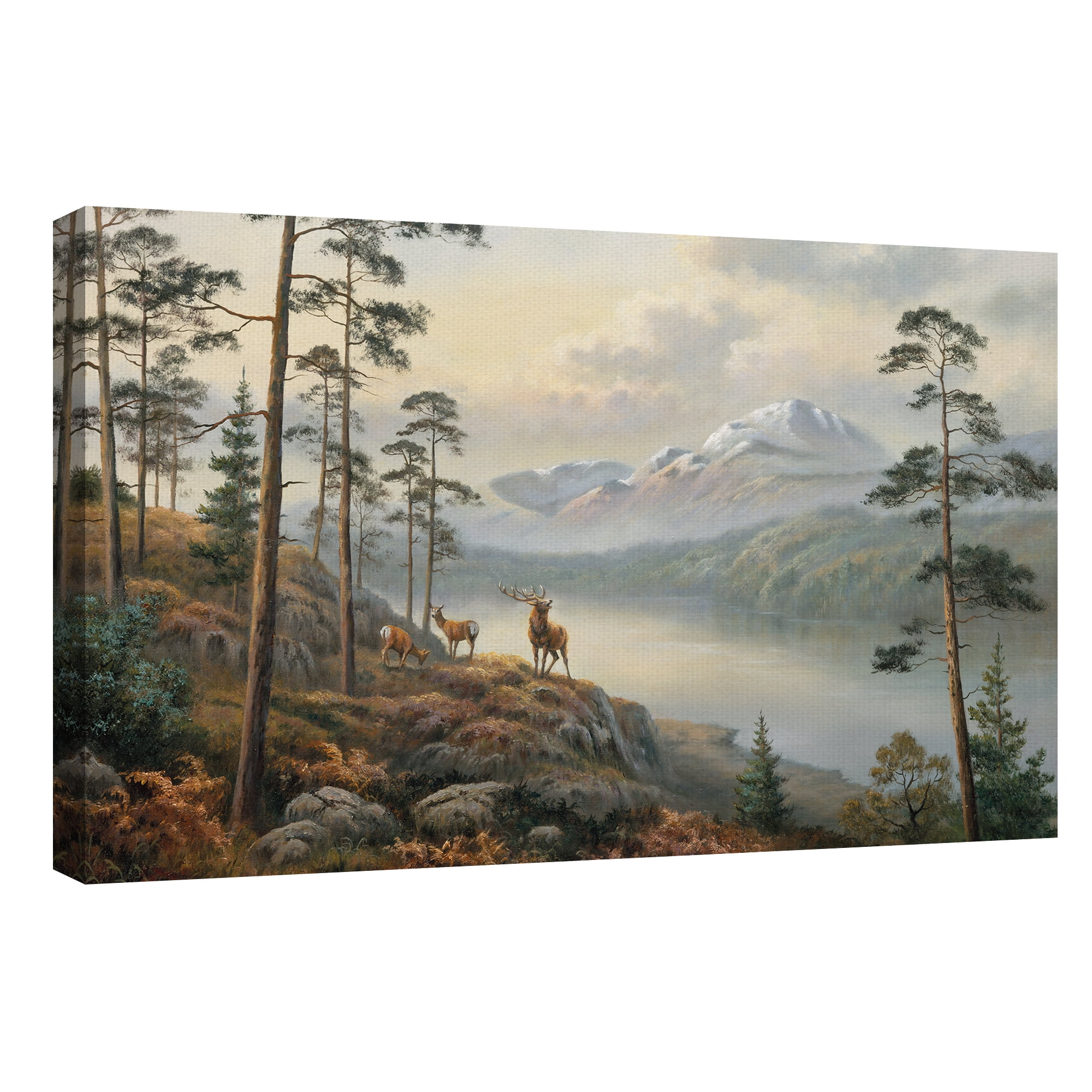 Majestic Deer in Forest Landscape Canvas Art, 24" x 36"
