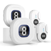 CallToU Caregiver Pager, Wireless Portable Alert System with 12-Min Long Ringtone for Seniors, Elderly, Patients   2 Receivers & 2 Call Buttons