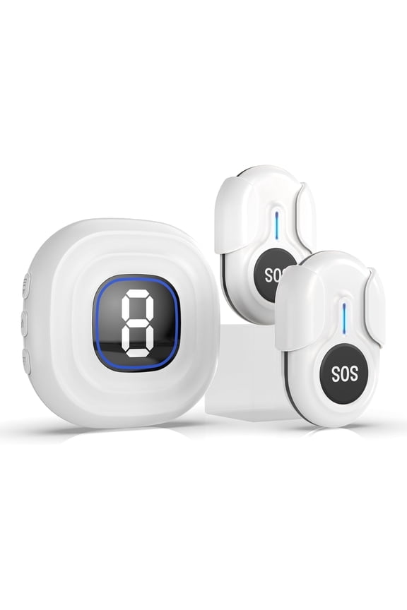 Caregiver Pager System for Seniors & Patients, 12-Minute Ringtone, 500 ft Range, Home Assistance
