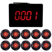 Calltou Wireless Caregiver Call System, Waterproof Nurse Alert with 10 Call Buttons and 1 Display Receiver for Nursing Home, Clinic & Restaurant