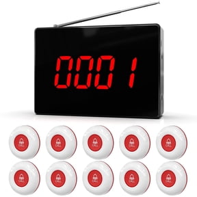 CallToU Wireless Calling System, 10 Waterproof Call Buttons with Display Receiver, Caregiver Pager for Clinic, Nursing Home, Restaurant