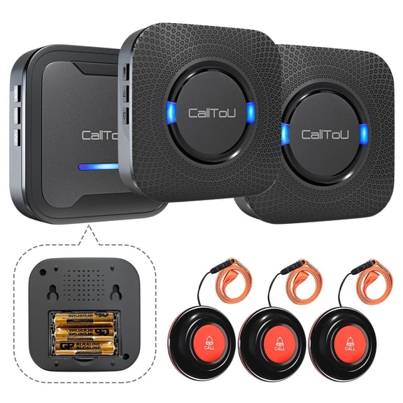 CallToU Caregiver Pager System with 3 Receivers & 3 SOS Call Buttons, 500+ Ft Range Nurse Alert and Patient Help System for Elderly Home or Personal Care