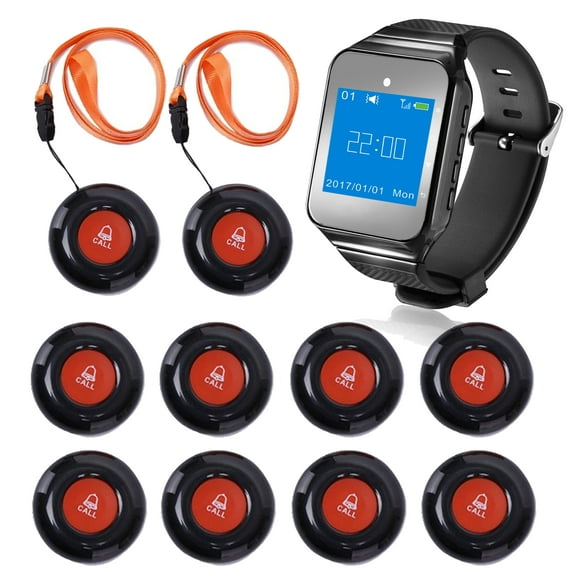 CallToU Wireless Wrist Pager Smart Call System Caregiver Pager Nurse Calling Alert for Elderly/Patient/Disable at Home