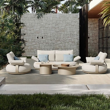 Calla 4 Person Outdoor Patio Conversation Sofa Set, Loveseat With Cream Fashion