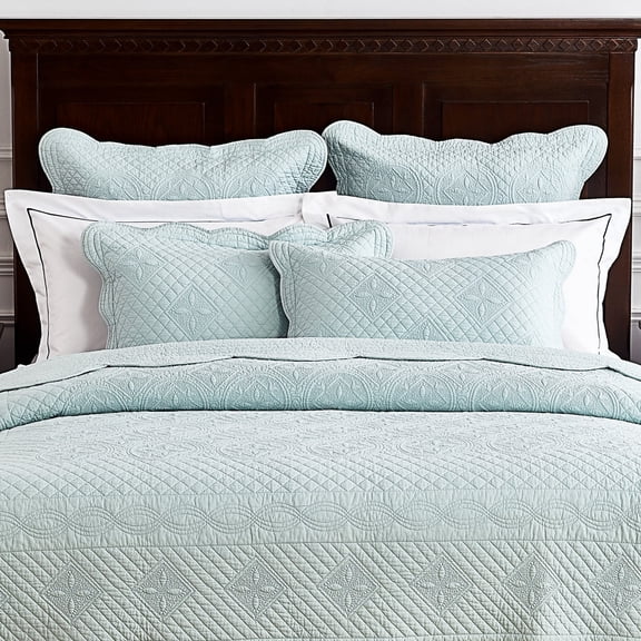 Calla Angel Sage Garden Luxury Pure Cotton Pillow Sham, King Pillow, Light Aqua