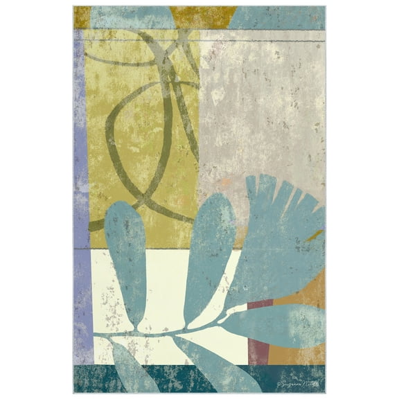 Calla II Washable Flower Art Area Rug size 5'x8'