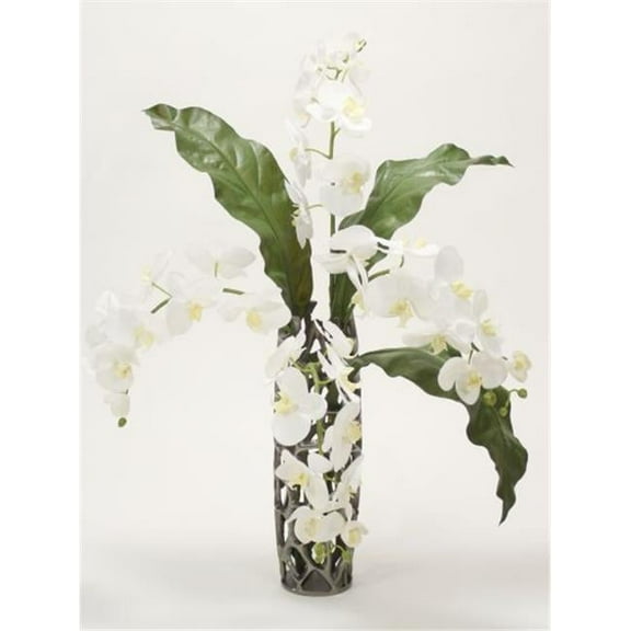 Calla Leaf, Cream White Orchid with Honeycomb in Open Weave Vase