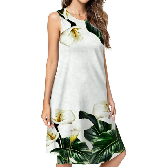 Calla Lilies Dress Elegant Party Dresses Evening Dresses Women Dress Sleeveless Dress Ladies Dresses