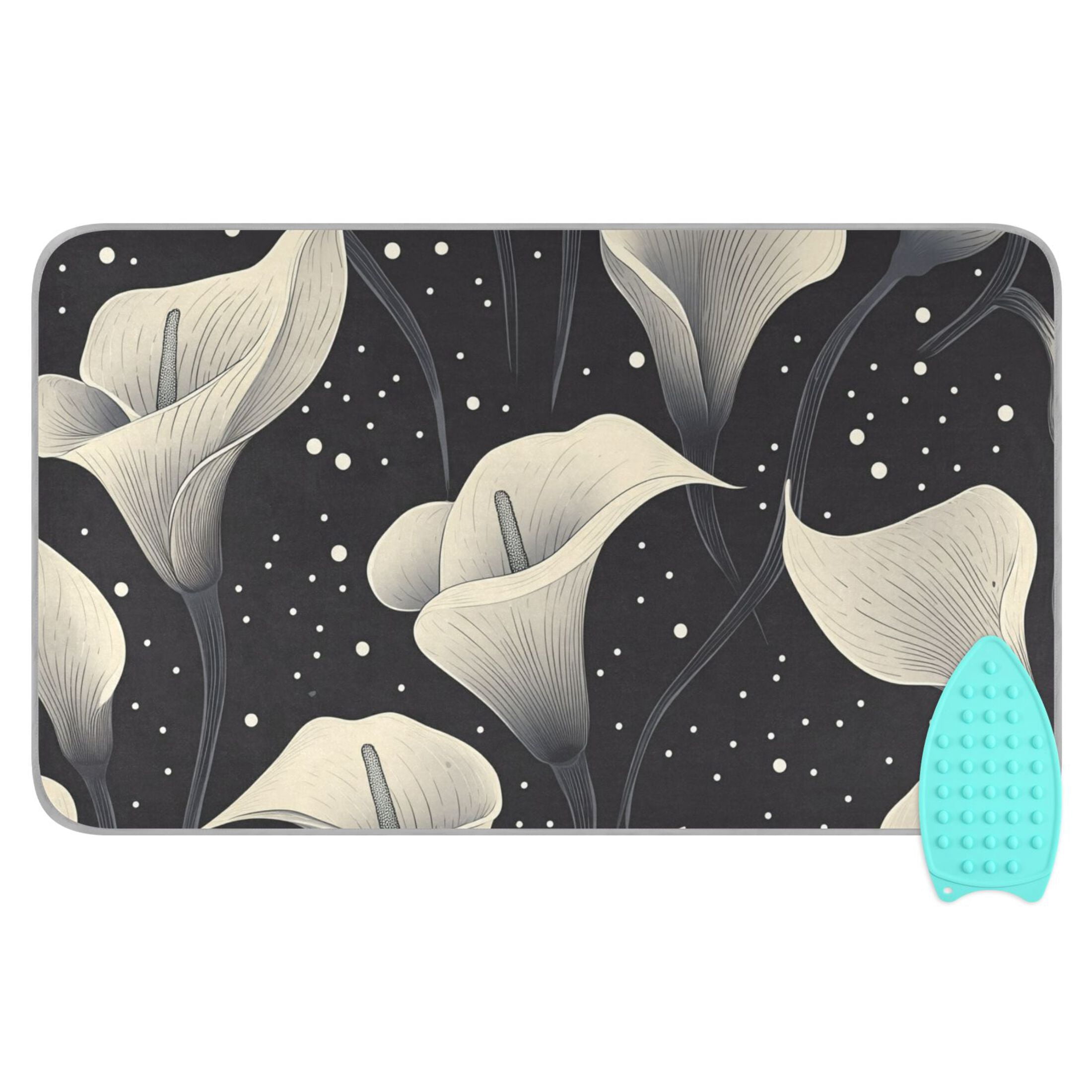 Calla Lilies Flowers Polka Dots Ironing Mat Blanket Portable Travel Ironing Pad Heat Resistant Pad 47.2" x 27.6”