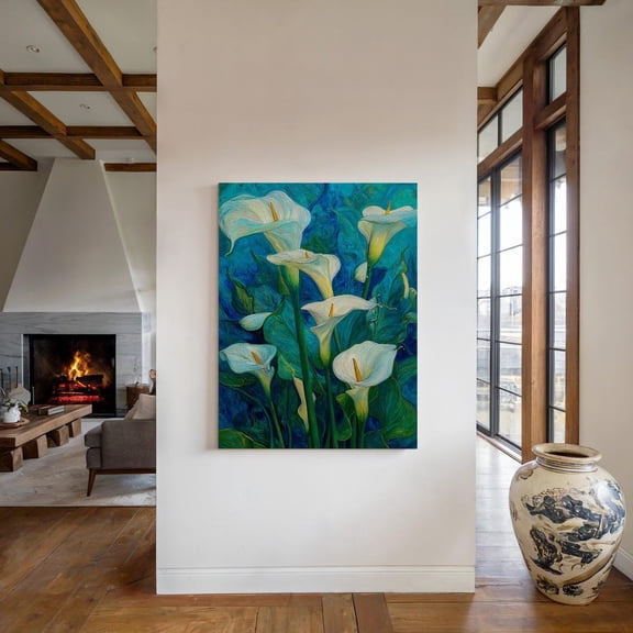 Calla Lillies Canvas Print Wall Art Van Gogh Style Wildflower Floral Cally Lily Wall Decor Artful Art Vintage Oil Painting Canvas, Unframed Poster Size 8x12