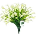 thumbnail image 1 of Calla Lily (5Heads) Artificial Flowers for Outdoors, Fake Plants UV Resistant Faux Plastic Flowers Indoor Outside Planter Home Porch Summer Cemetery Decor(White), 1 of 5