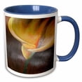 thumbnail image 1 of 3drose, Calla Lily a Single Easter Arum Lily Painted in a Realistic Style on a Brown Background, 11oz Two-tone Blue Mug, 1 of 6