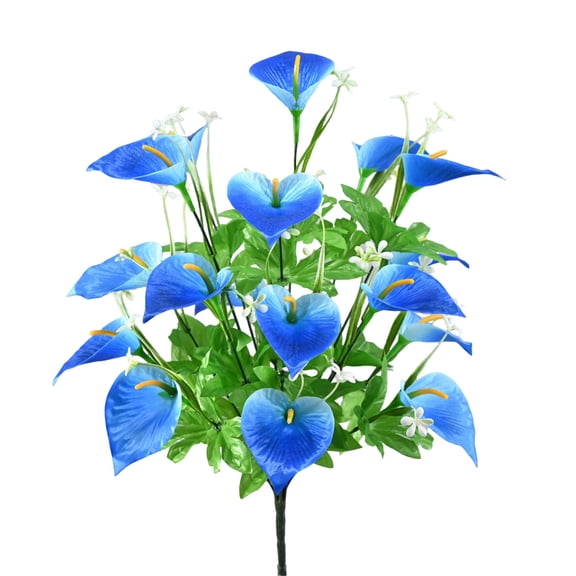 Calla Lily Artificial Flowers Faux Silk Flower Bouquet for Home Decor Living Room Wedding Centerpiece Spring,1 Bundle,Blue