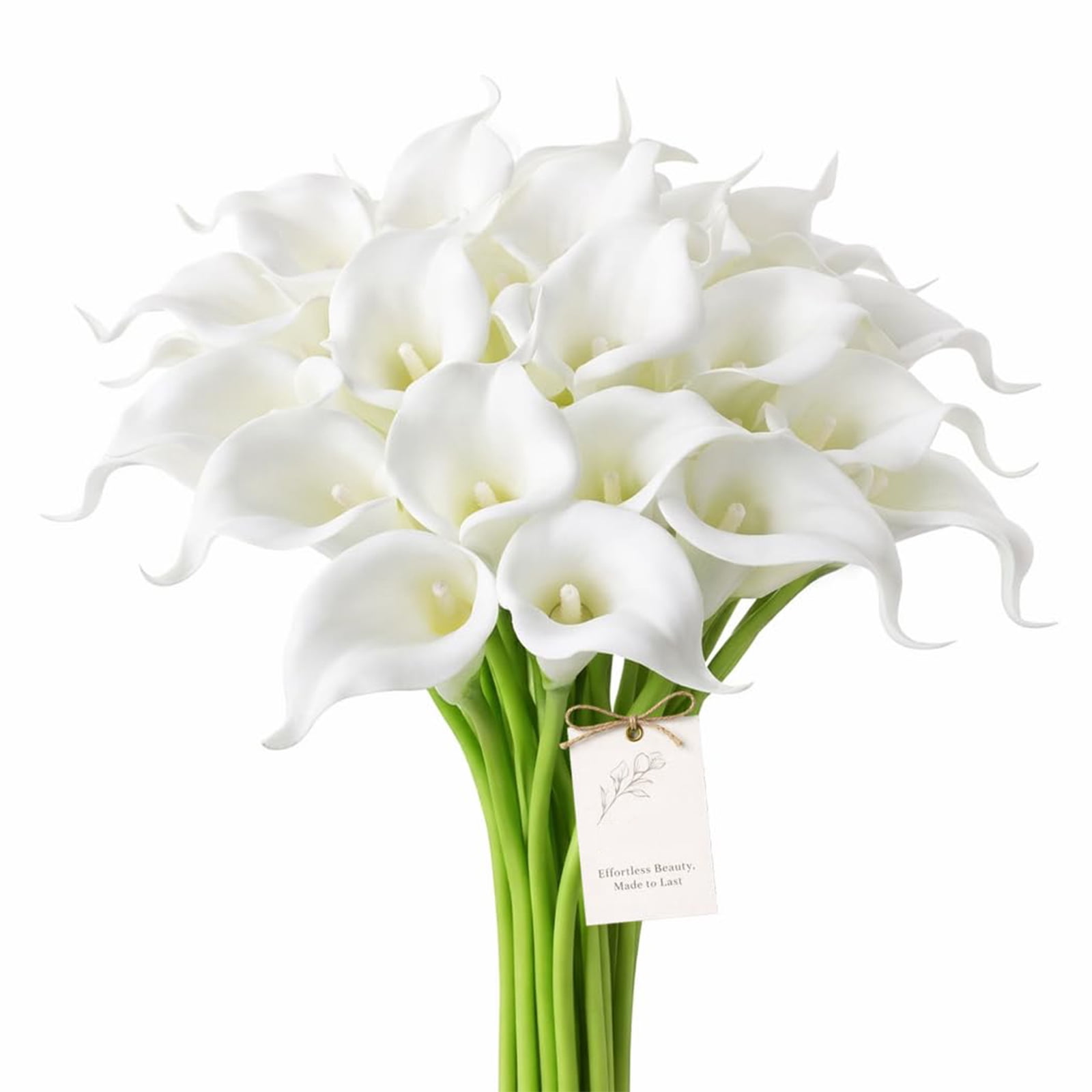 Calla Farm Calla Lily Artificial Flowers White Soft Real Touch, 15/30Pcs Bendable ...
