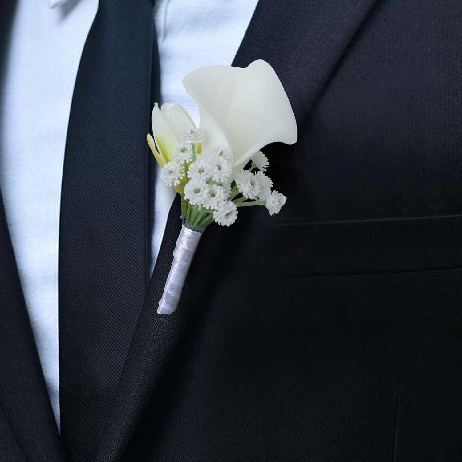 Calla Lily Boutonniere For Best Men Groom Groomsmen Artificial Flower
