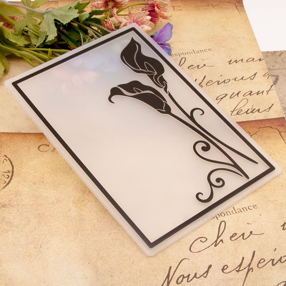 Calla Lily Corner 3D Embossing Folder, Ouginx 5.7x8.1 inch 3D Textured Plate Templates for Card Making Scrapbooking Paper Craft Tool
