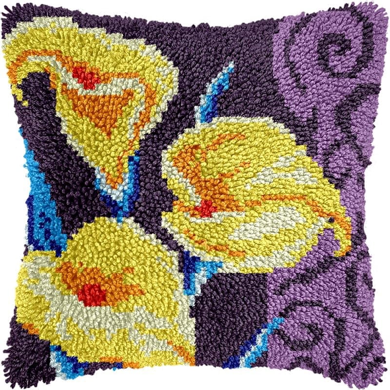 Calla Lily Latch Hook Pillow Kits Pillow Cover with Pattern Printed Canvas Crochet Cross Hooking Pillowcase Cushion Crafts Embroidery Latch Hooking Crochet Kits 17x17 inch(127)