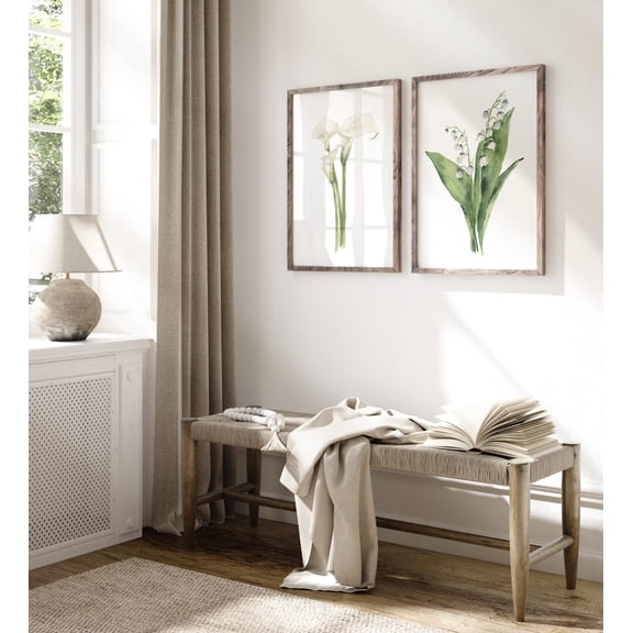 Calla Lily Of The Valley Botanical Wall Art, Botanical Bedroom And Living Room Decor