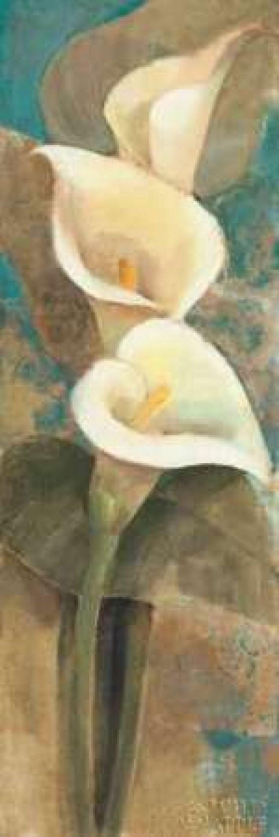 Calla Lily Trio Panel Canvas Art - Albena Hristova (12 x 36)