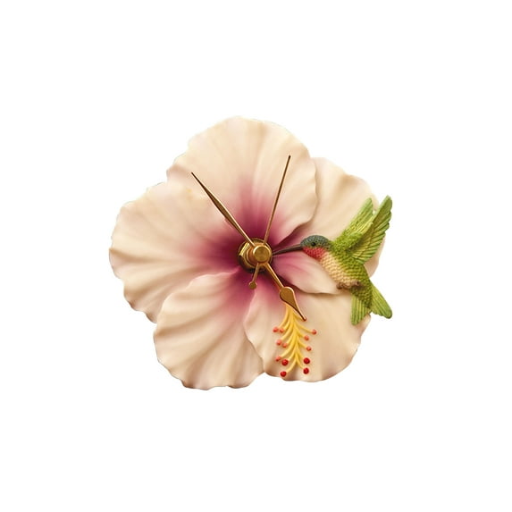 Calla Lilys Hibiscus Flower Clock - Battery Operated Tabletop Timepiece, Floral Sculpture