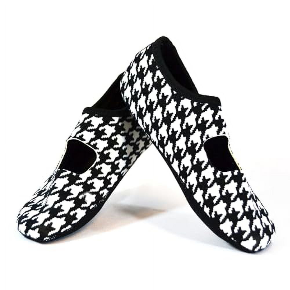 Nufoot Mary Janes Women's Shoes, Foldable & Flexible Flats, Slipper Socks, Travel Slippers & Exercise Shoes, Dance Shoes, Yoga Socks, House Shoes, Indoor Slippers, Black/White Hounds Tooth, Large