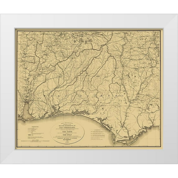 Callahan 17x15 White Modern Wood Framed Museum Art Print Titled - Cumberland of South and Gulf - Callahan 1863