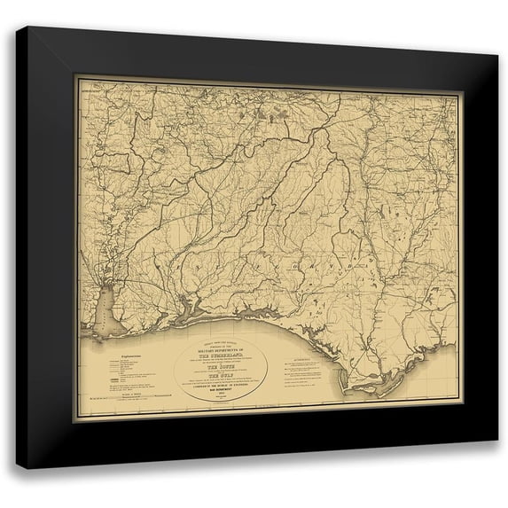 Callahan 24x20 Black Modern Framed Museum Art Print Titled - Cumberland of South and Gulf - Callahan 1863