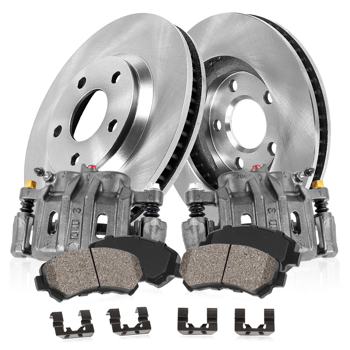 Callahan Brake Parts Brake Kit for Ford F-250 Super Duty 2012, Ford F-350 Super Duty 2012 Front Replacement Brake Rotors with Ceramic Brake Pads and Brake Calipers EBYK027666