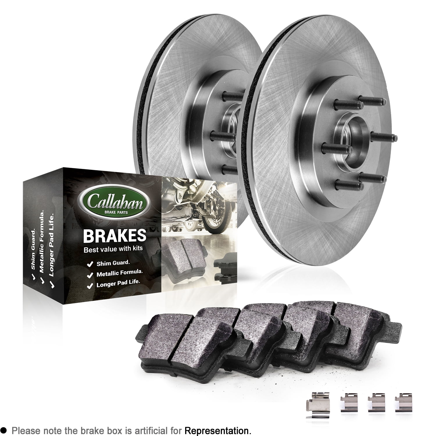 Callahan Brake Parts Brake Kit for Ford F-150 2004-2008, Lincoln Mark LT 2006-2008 Front Replacement Brake Rotors with Metallic Brake Pads EBYK001276