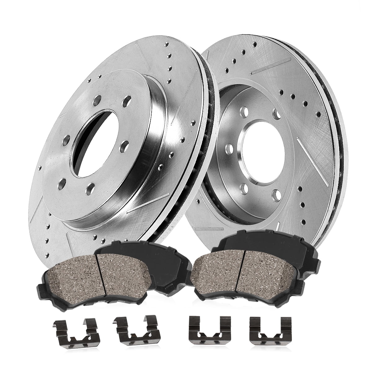 Callahan Brake Parts Brake Kit for Chevrolet Trailblazer 2006-2009, Saab 9-7x 2008-2009 Front Drilled and Slotted Brake Rotors with Ceramic Brake Pads EBYK010400