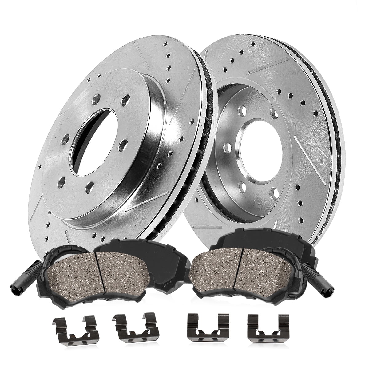 Callahan Brake Parts Brake Kit for DODGE MERCEDES-BENZ Select Models Front Drilled and Slotted Brake Rotors with Ceramic Brake Pads EBYK026913