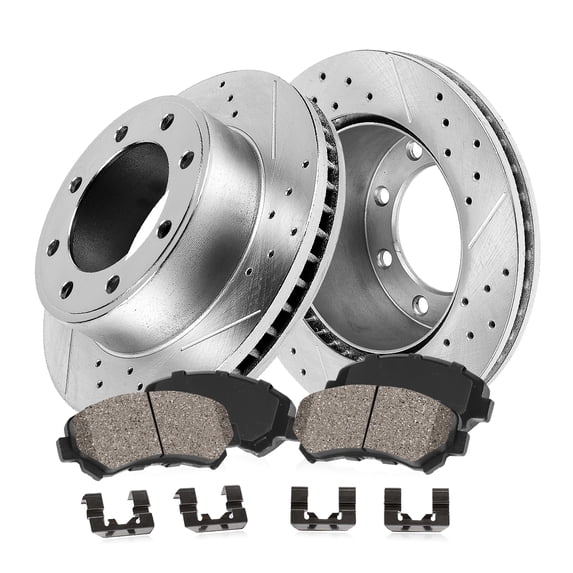 Callahan Brake Parts Brake Kit for Ford F-350 Super Duty 2005-2007 Front Drilled and Slotted Brake Rotors with Ceramic Brake Pads EBYK034183