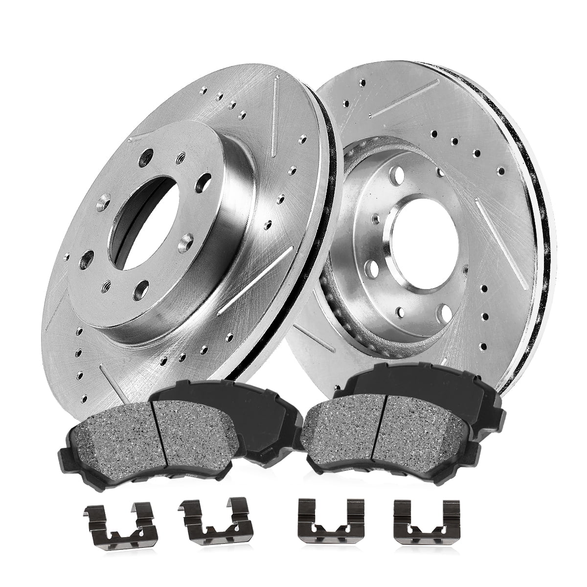 Callahan Brake Parts Brake Kit for Ford Focus 2000-2004 Front Drilled and Slotted Brake Rotors with Metallic Brake Pads EBYK038303