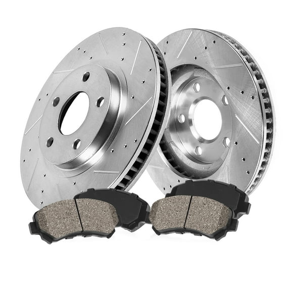 Callahan Brake Parts Brake Kit for Subaru Crosstrek 2018-2022, Subaru Impreza 2017-2022 Front Drilled and Slotted Brake Rotors with Ceramic Brake Pads EBYK042109